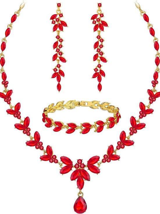 Jewelry - Elegant Wedding Jewelry Set for Bride & Bridesmaids - Crystal Necklace, Earrings